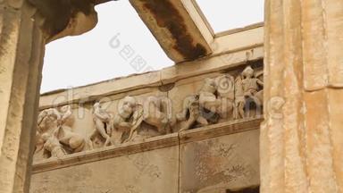 古建筑遗迹中的大理石雕塑装饰，古典建筑